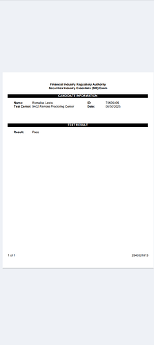 Series SIE Exam Results